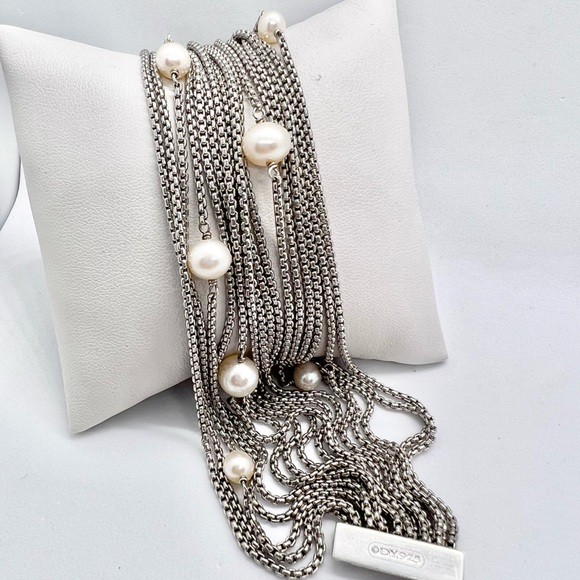 David Yurman Sixteen-Row Chain Bracelet with Pearls - Picture 8 of 13
